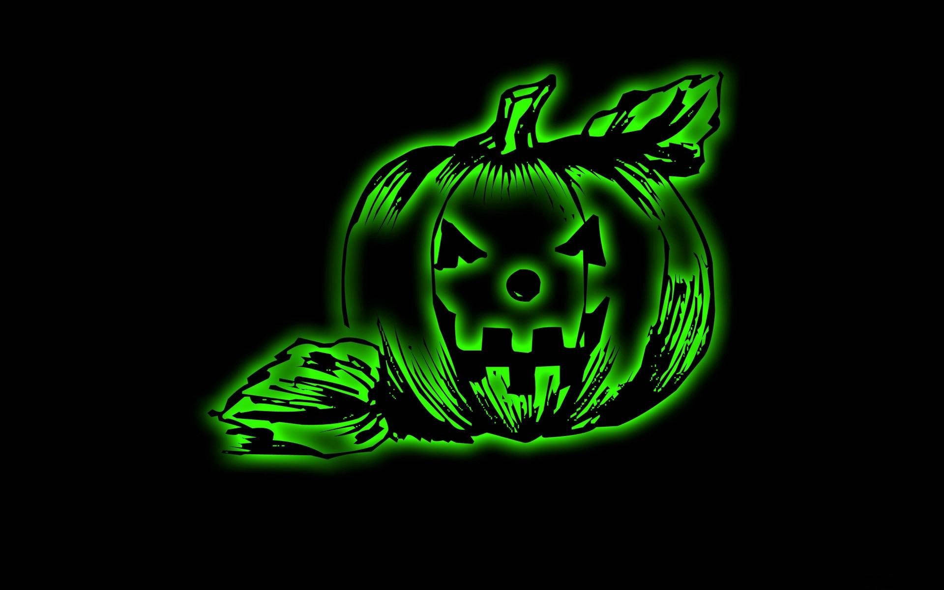Neon Green Halloween Pumpkin Background