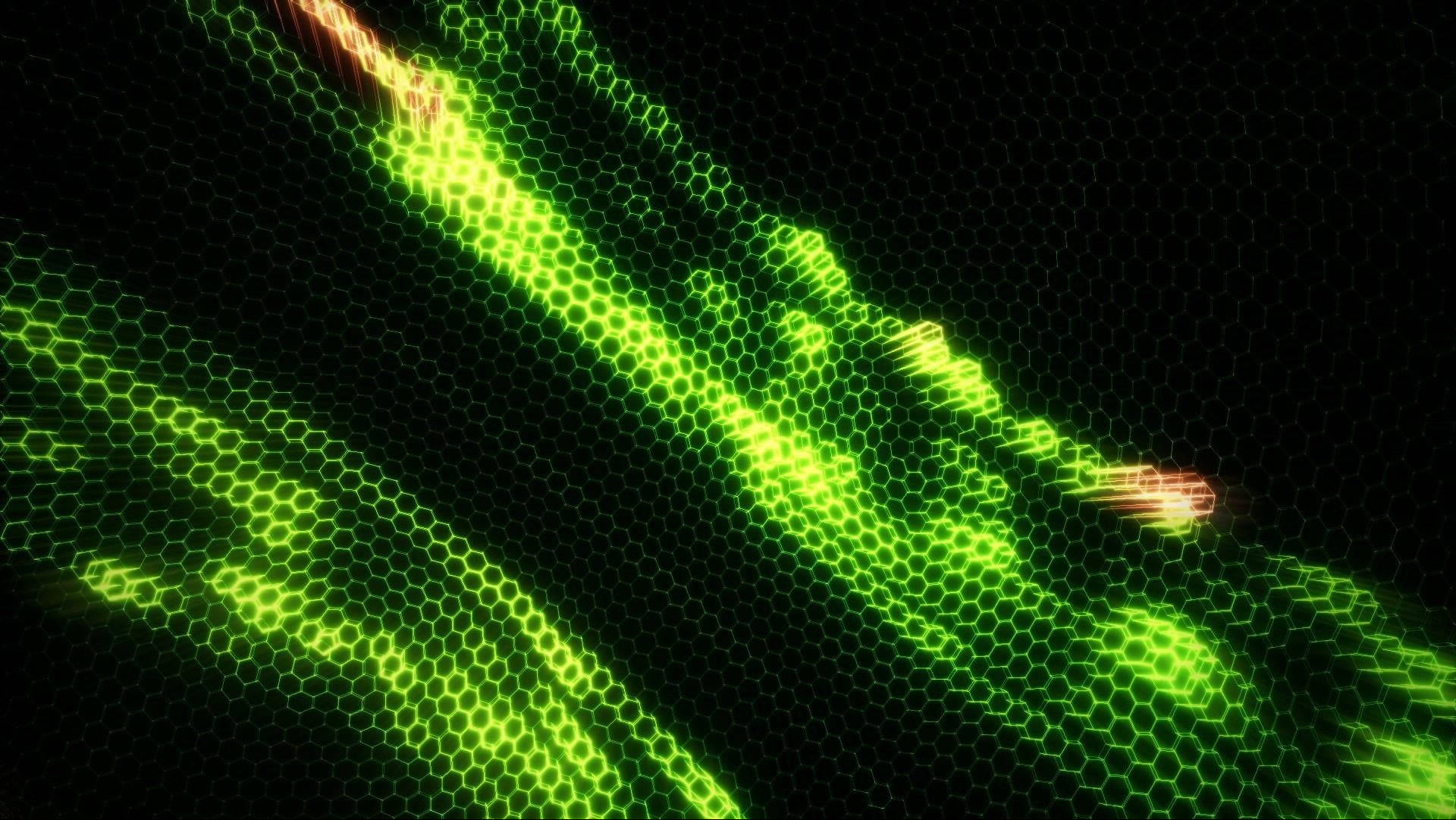 Neon Green Hexagons Background