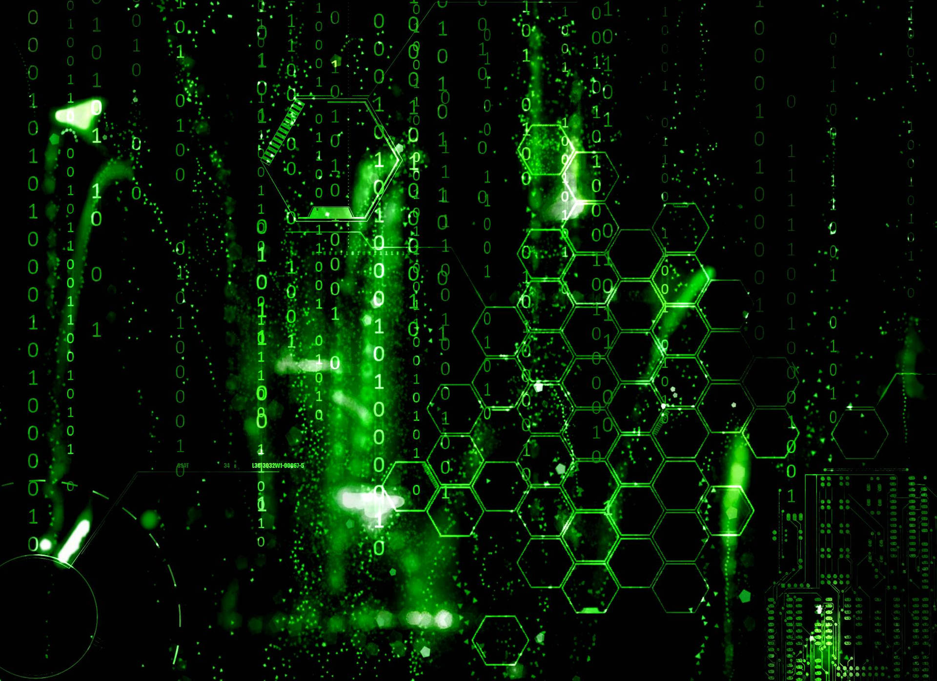 Neon Green Honeycomb Matrix Background