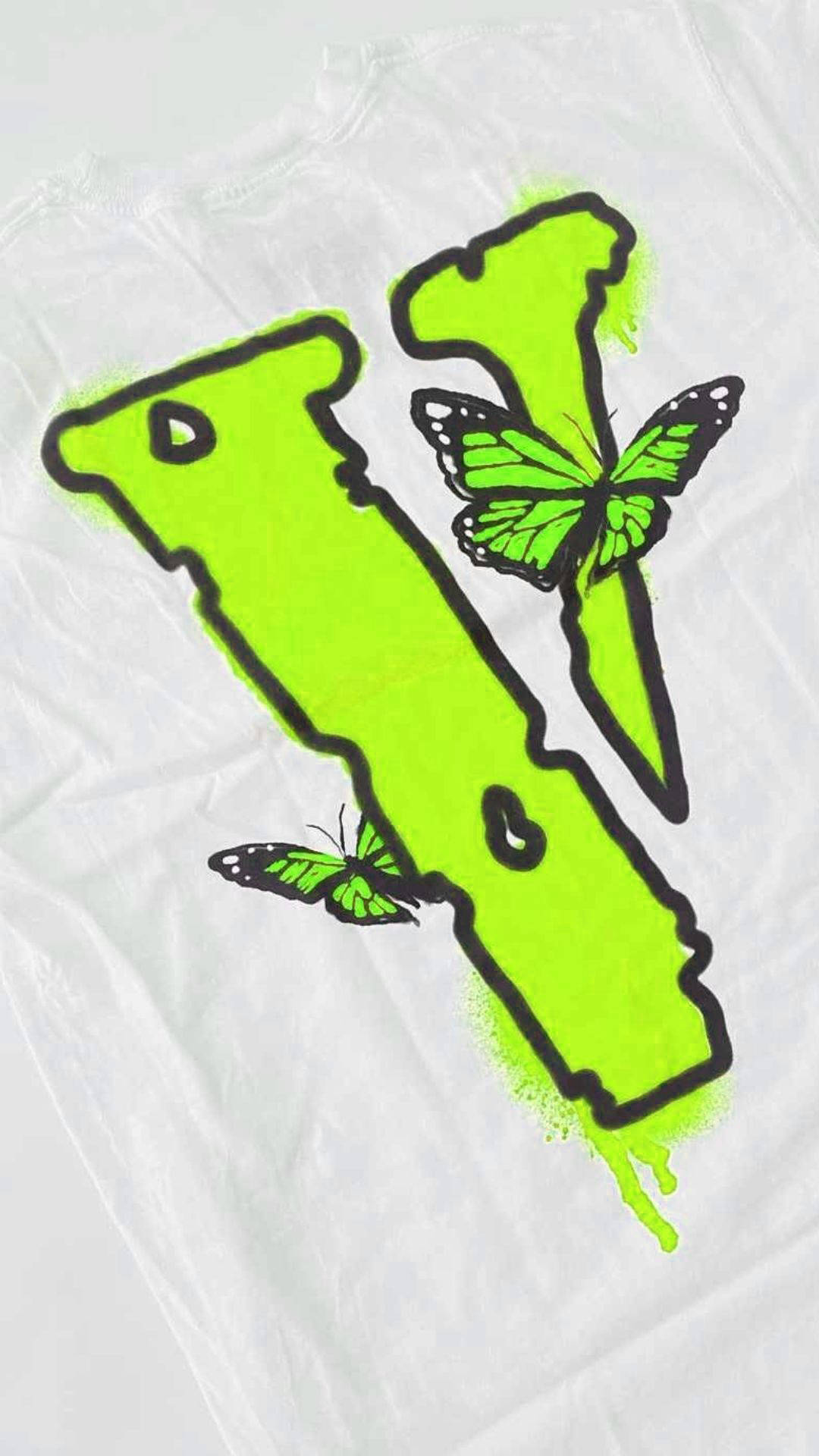 Neon Green Logo And Butterflies Vlone Pfp Background