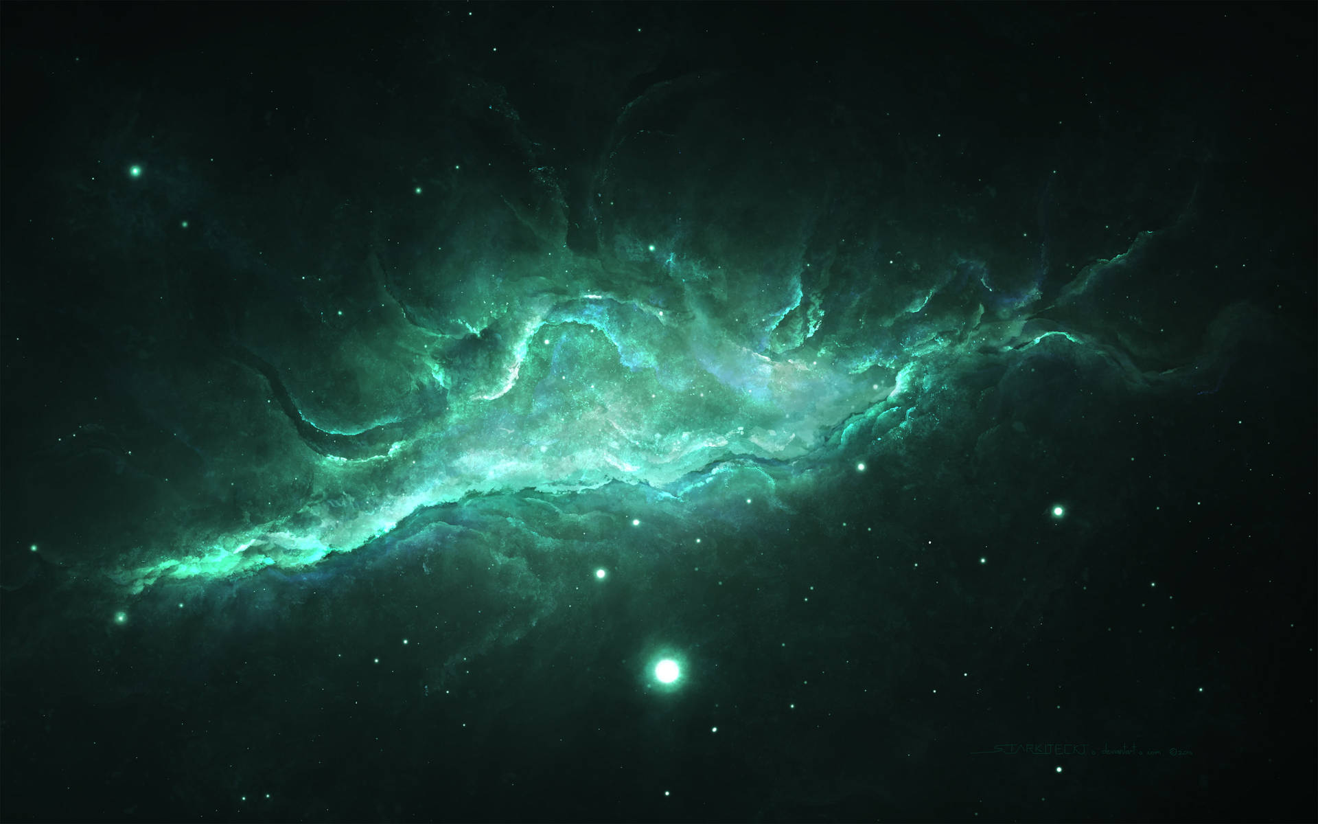 Neon Green Nebula Background
