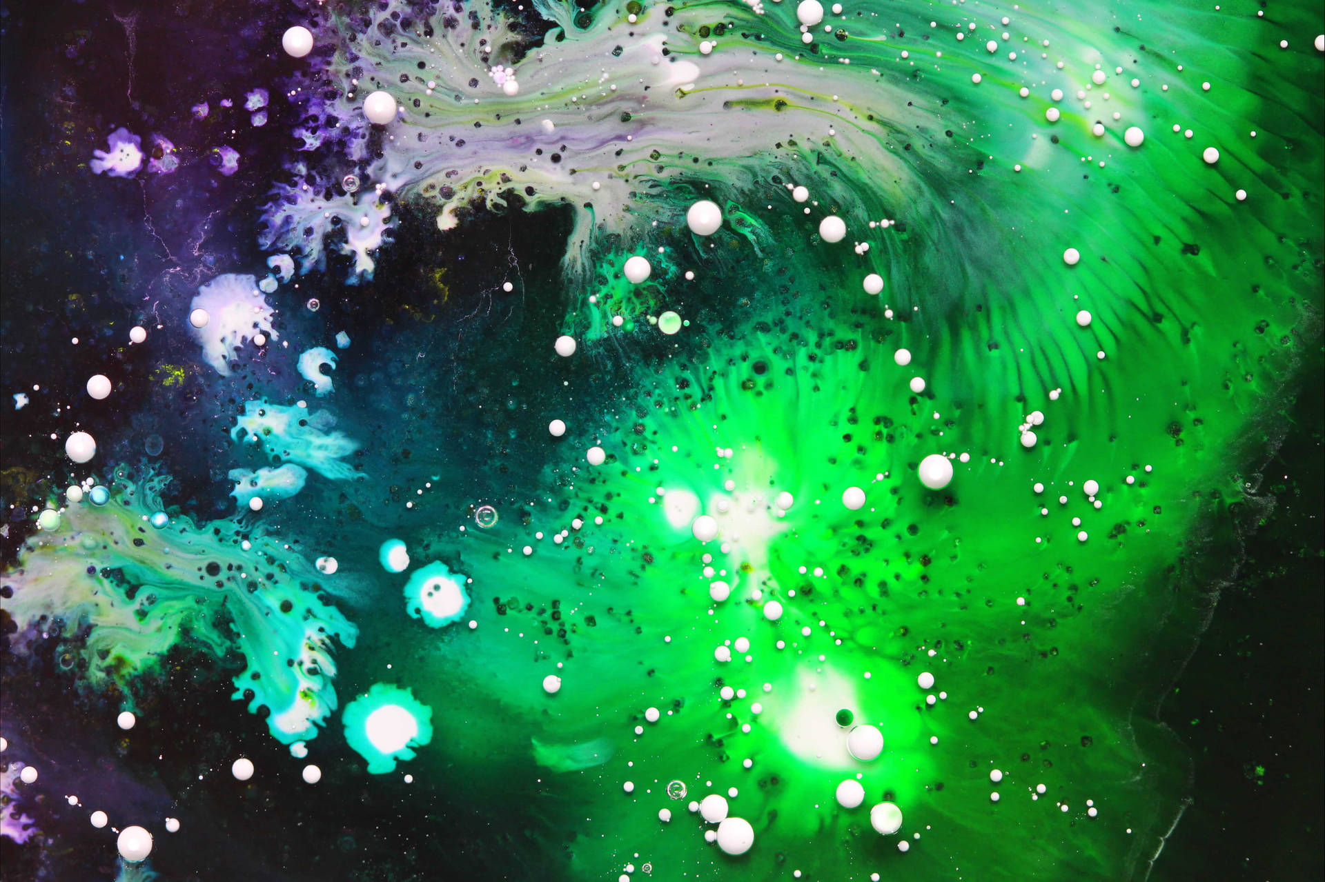 Neon Green Paint Splashes Background