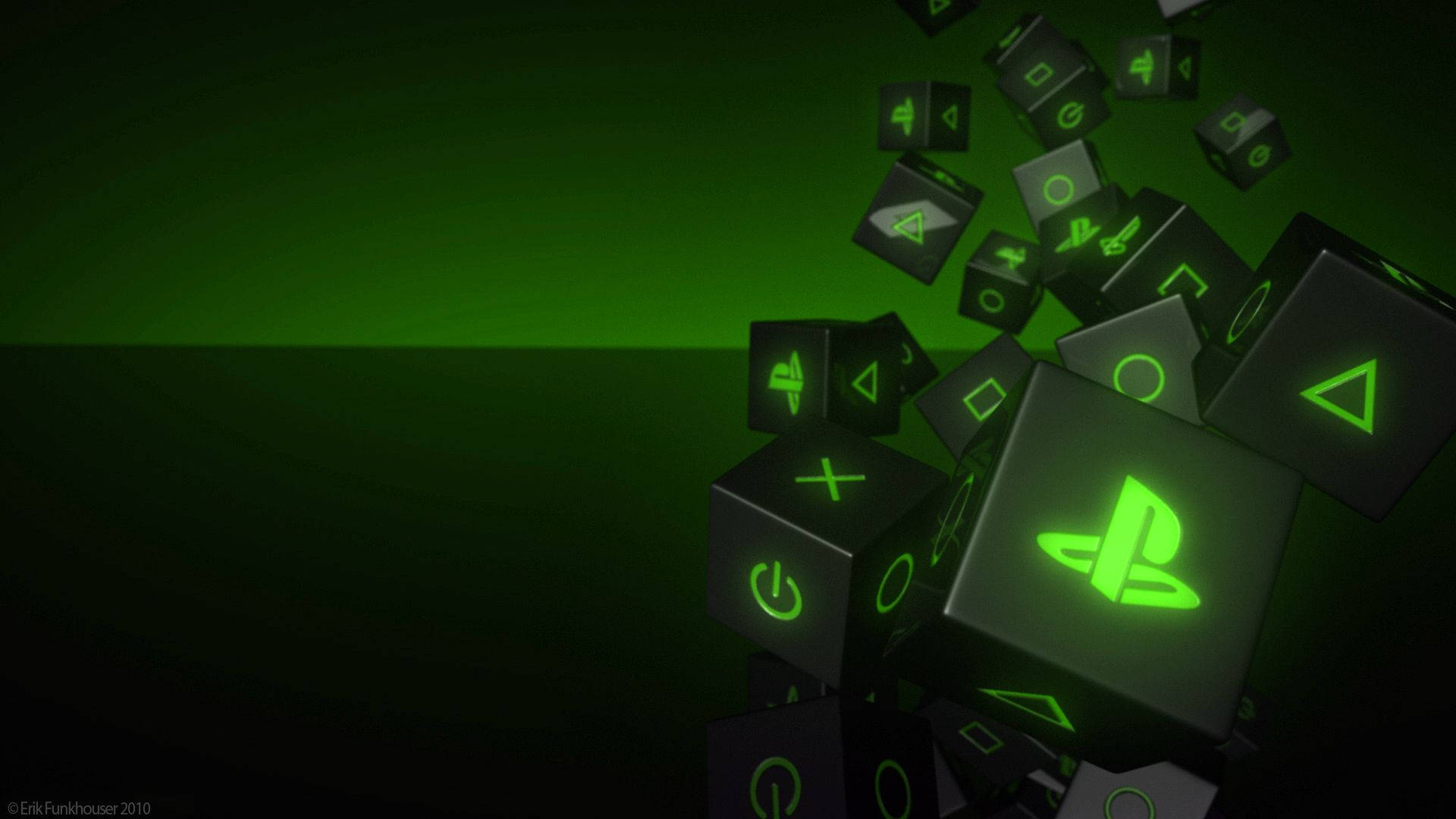 Neon Green Playstation Blocks Background