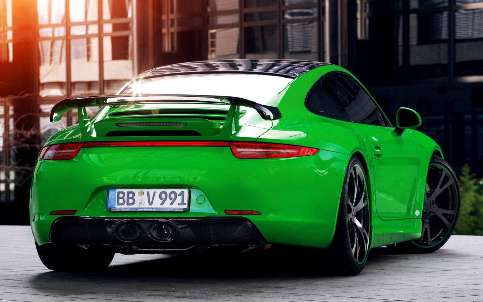 Neon Green Porsche 911 Background
