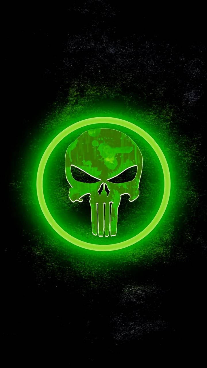 Neon Green Punisher Skull Background