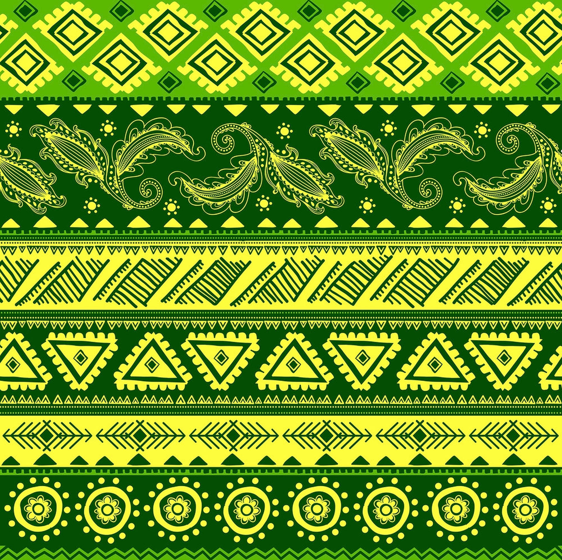 Neon Green Tribal Pattern Background