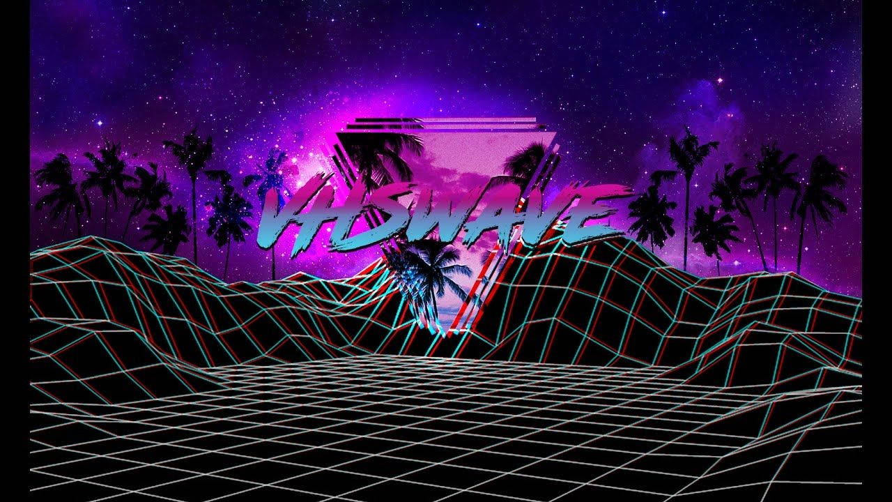 Neon Grid Mountains 80s Background