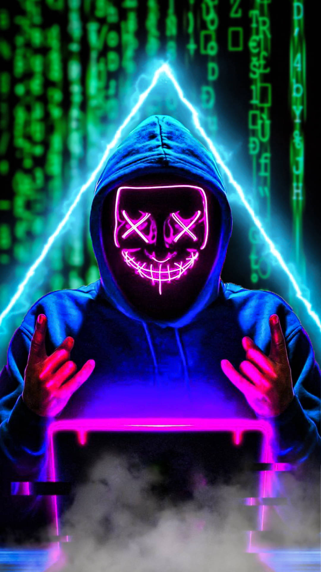 Neon Hacker With Triangle Hacking Android Background