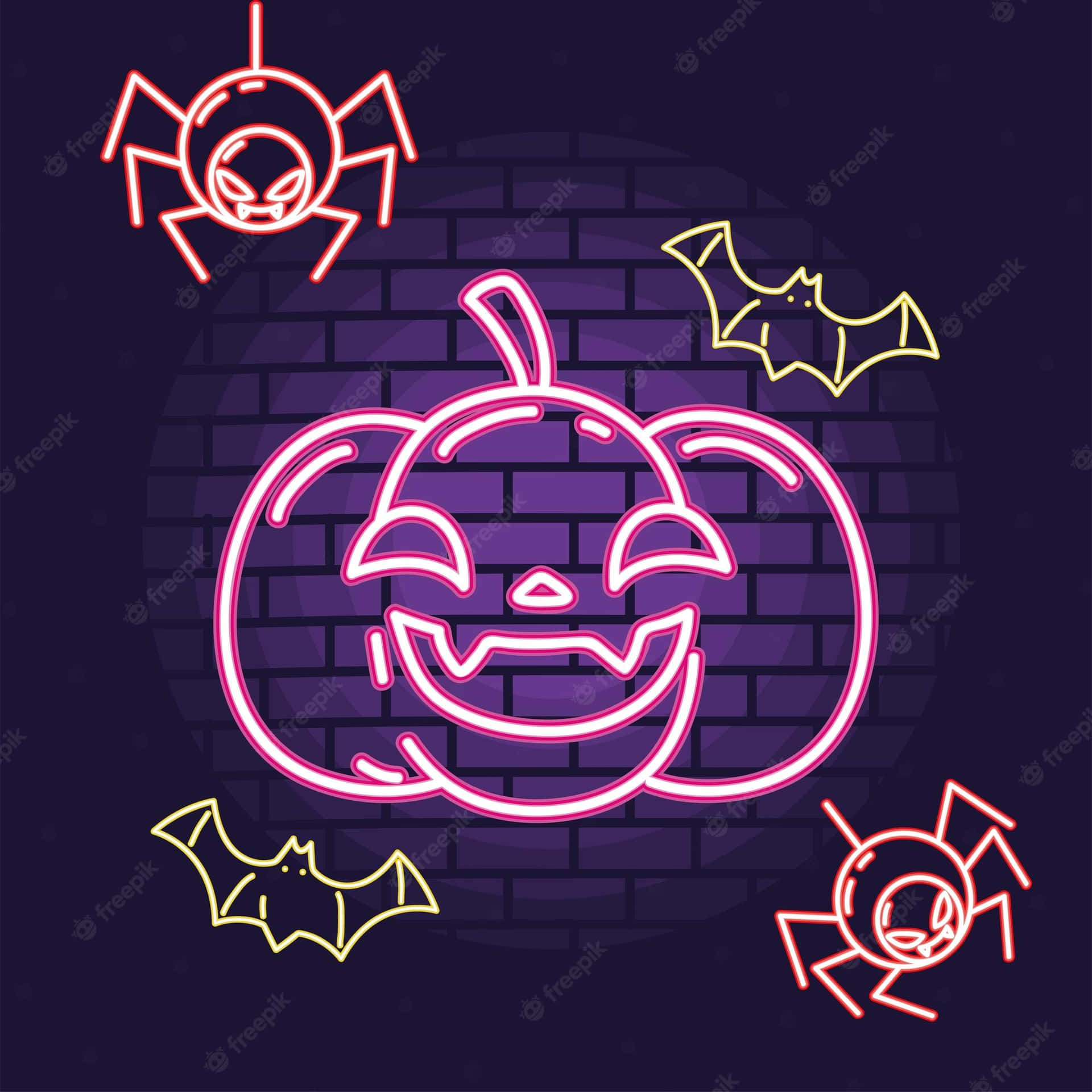 Neon Halloween - Get Ready For A Spooky Time Background