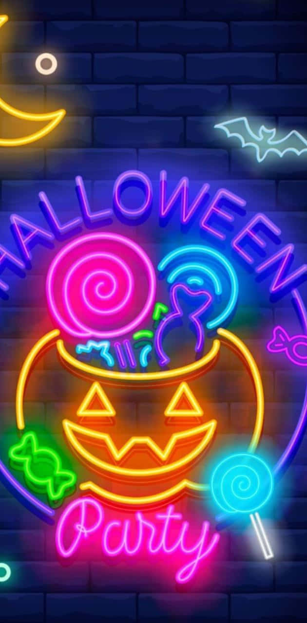 Neon Halloween Party Sign Background