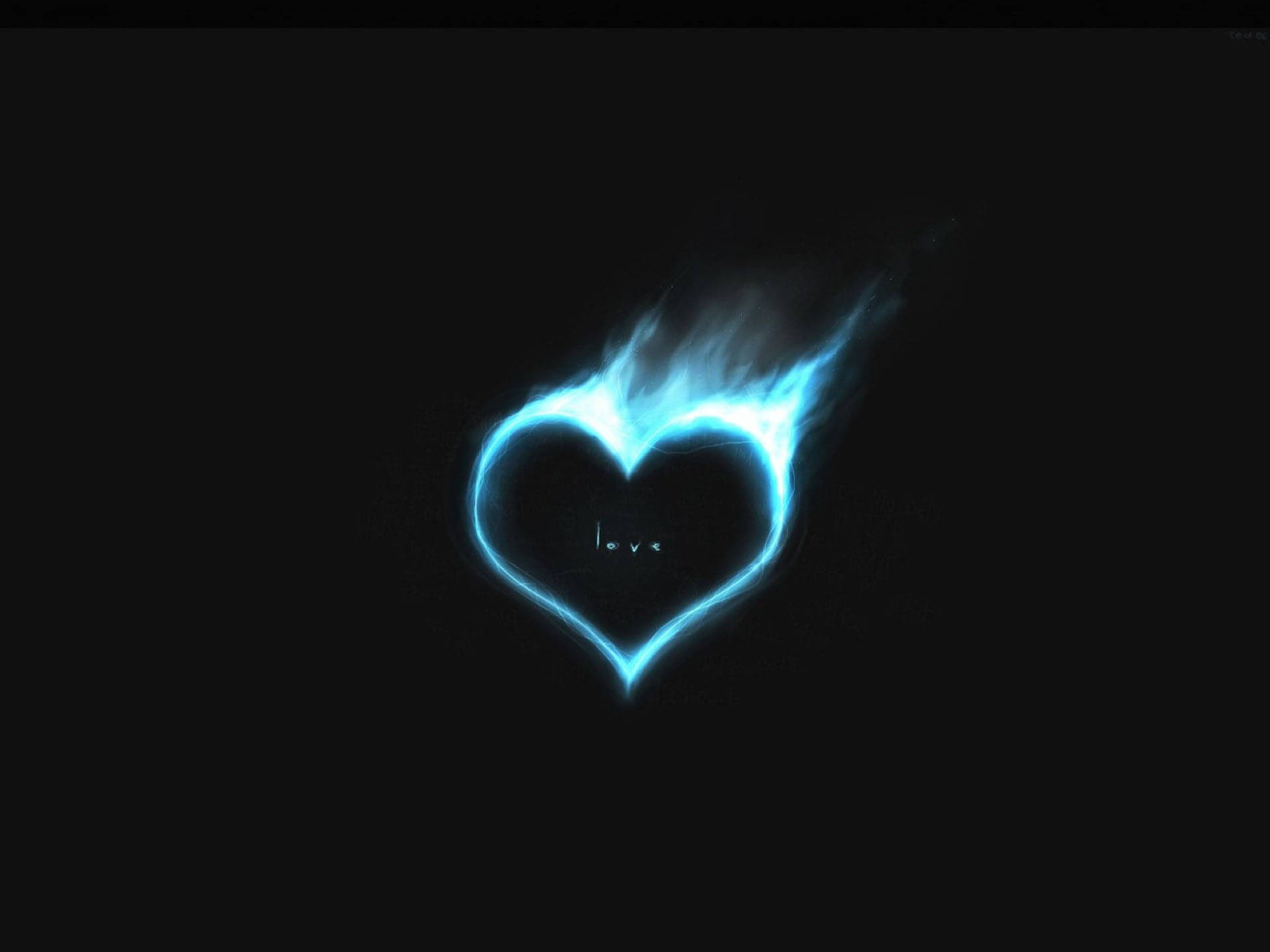 Neon Heart Blue Flames Background