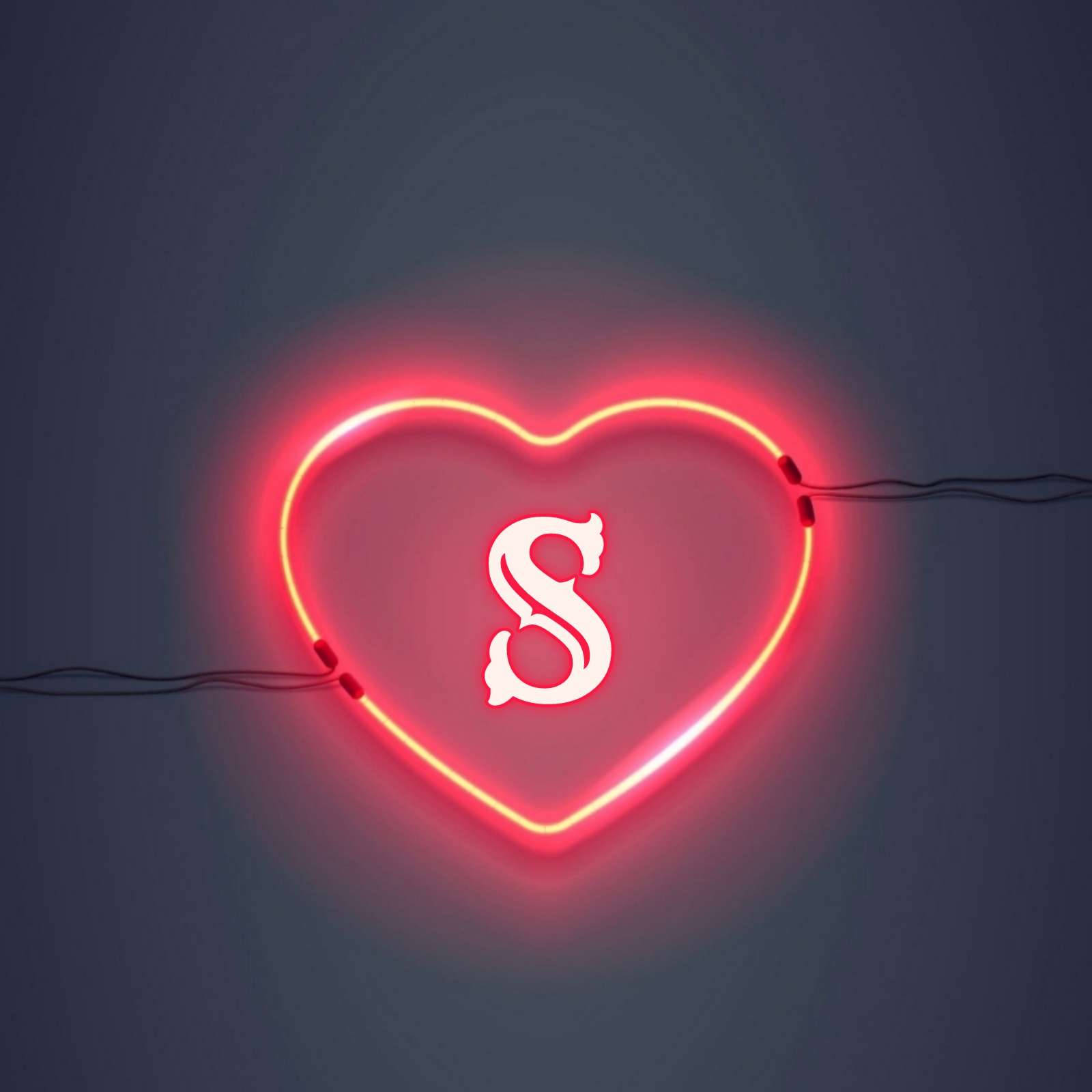 Neon Heart S Alphabet Background