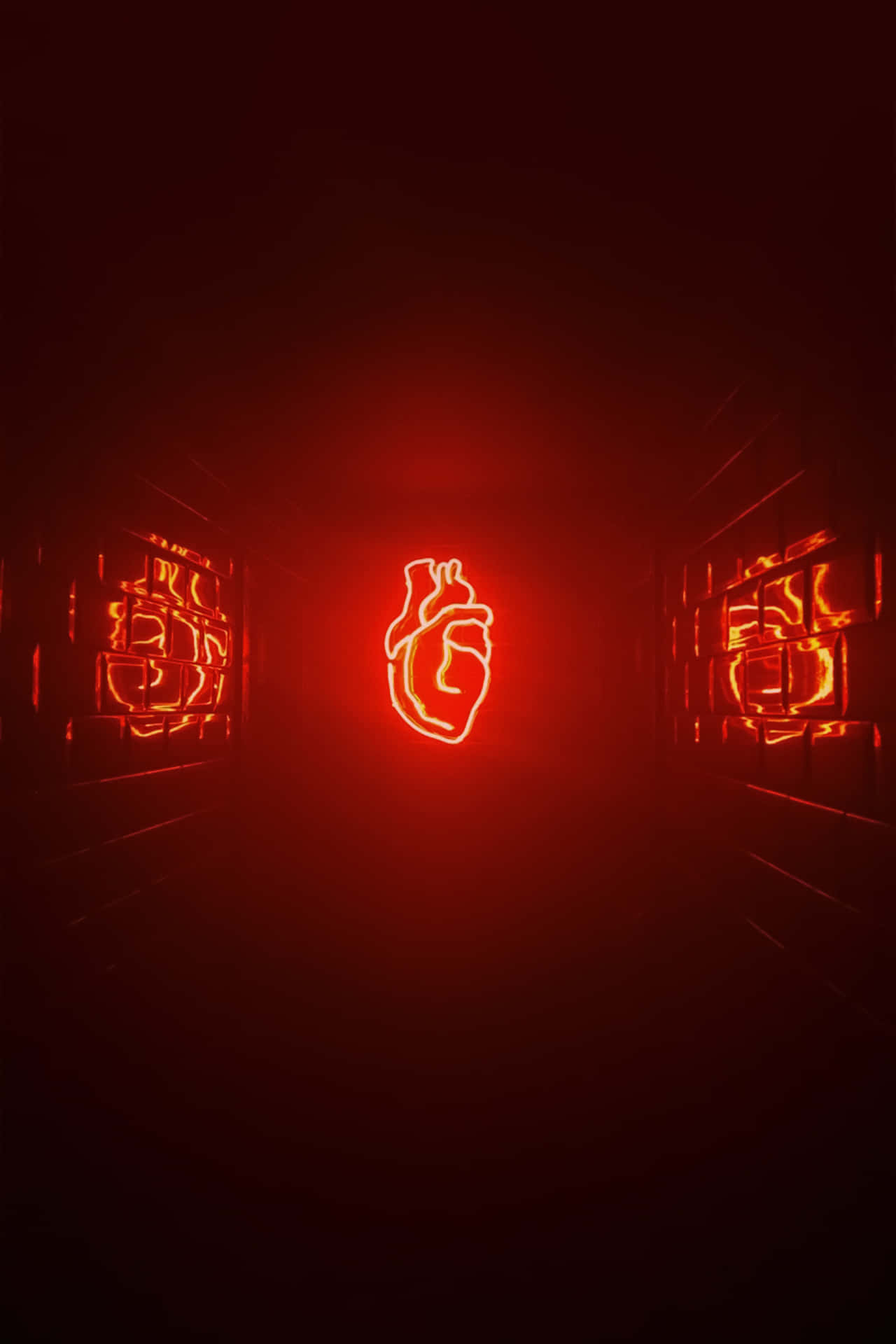 Neon Heart Sign In Dark Room