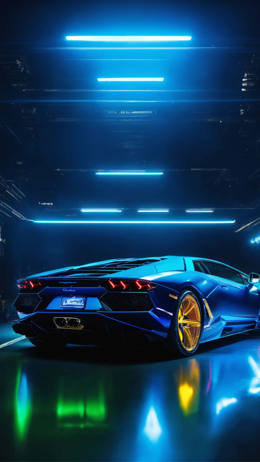 Neon Infused Lamborghini Night Background