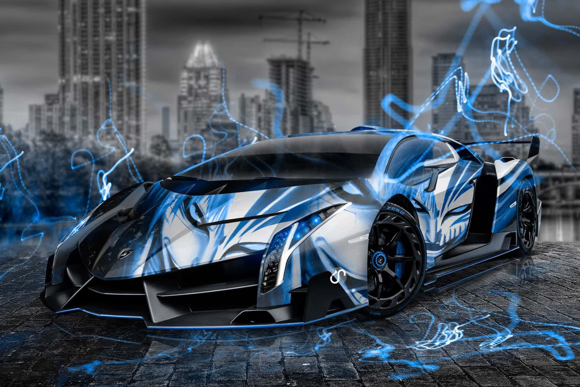Neon Infused Lamborghini Urban Backdrop.jpg Background