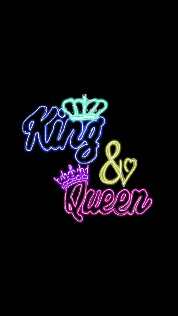 Neon King And Queen Crown Lights Background