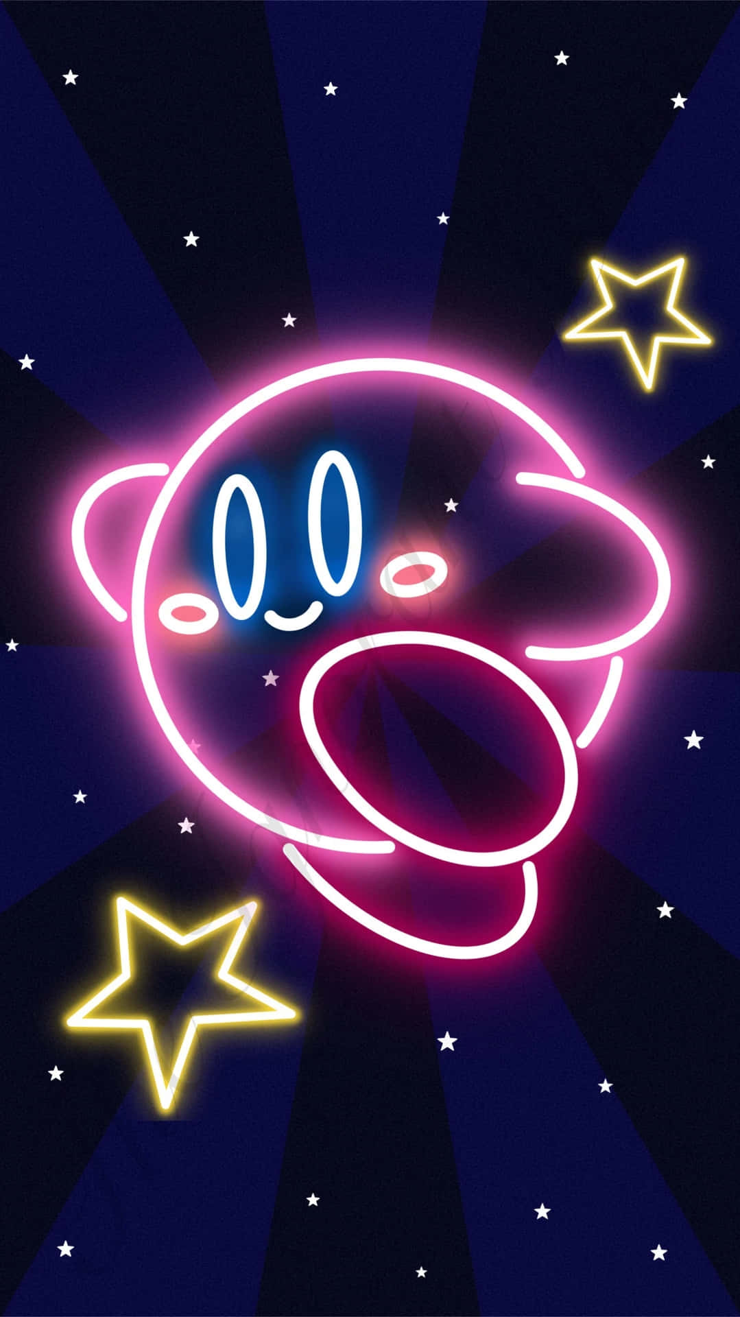Neon Kirby Starlighti Phone Wallpaper Background