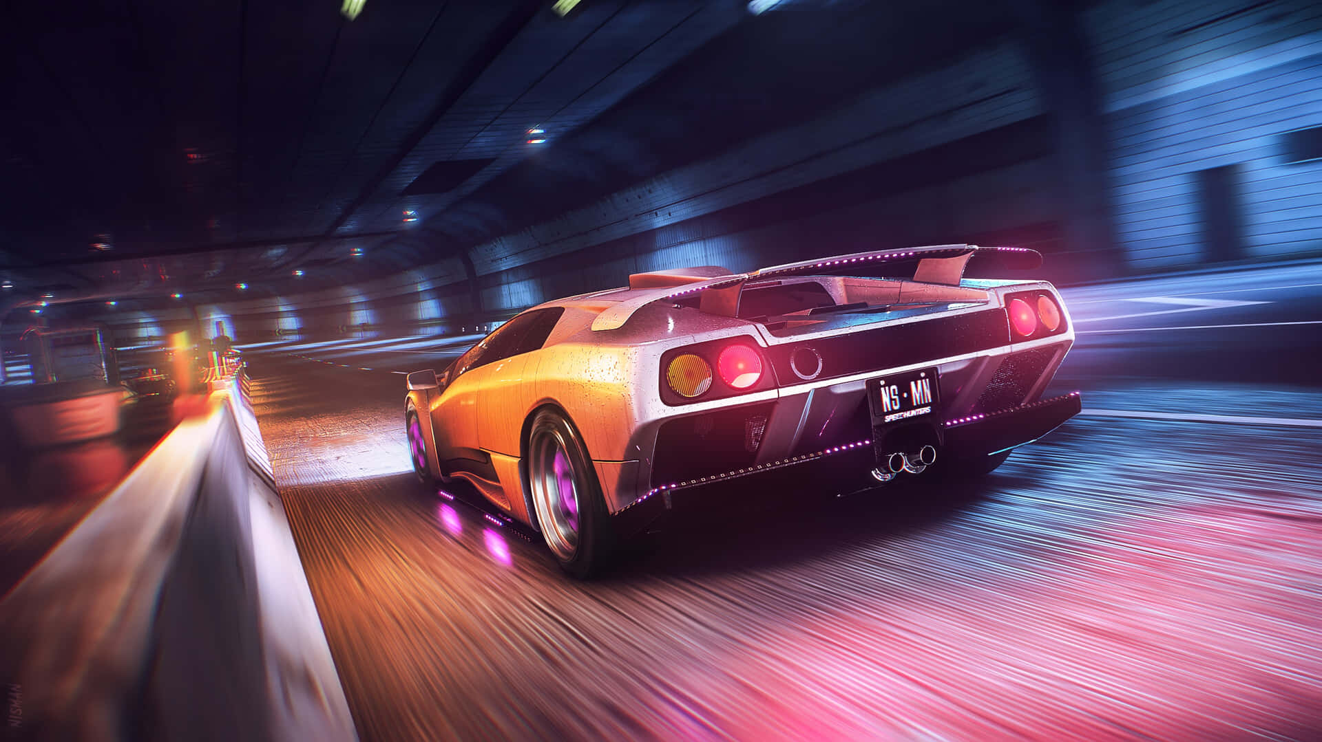 Neon Lamborghini Flash Background