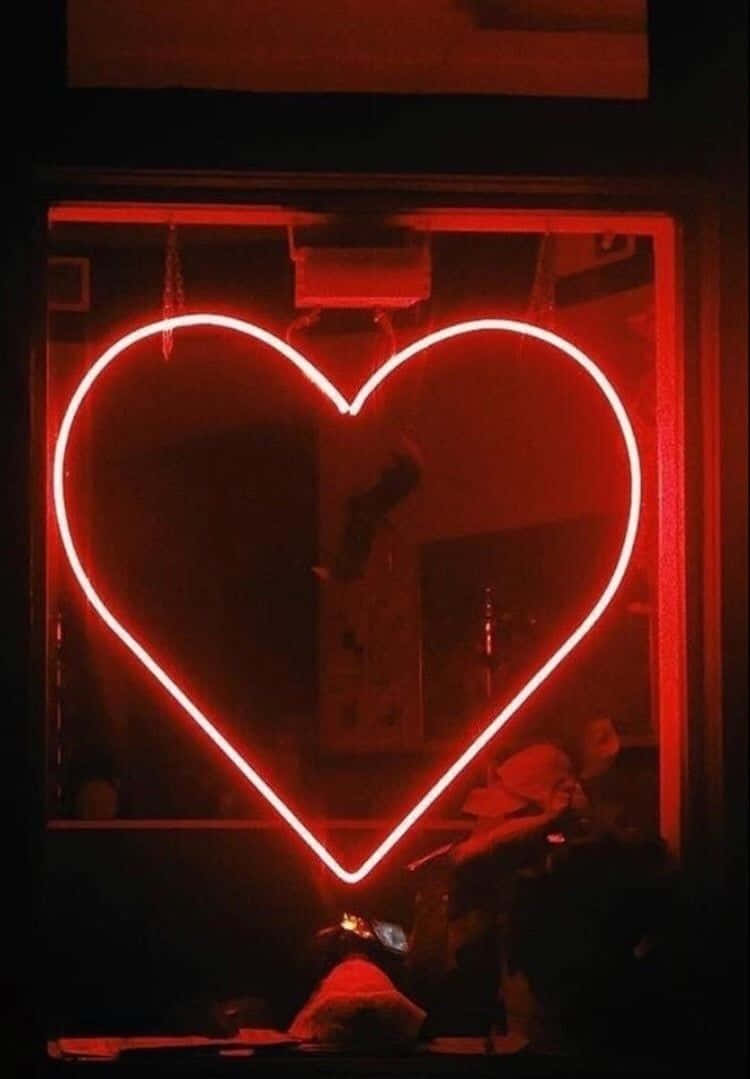 Neon Led Heart Light Black And Red Aesthetic