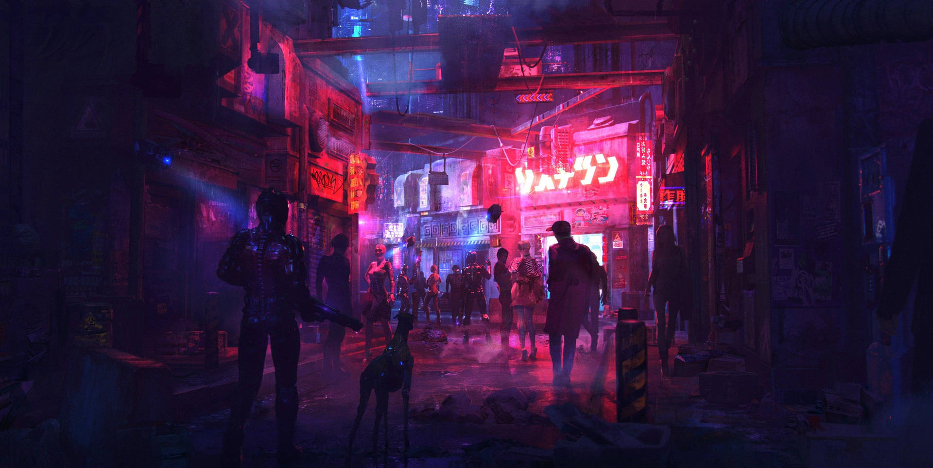 Neon Light Alley Background