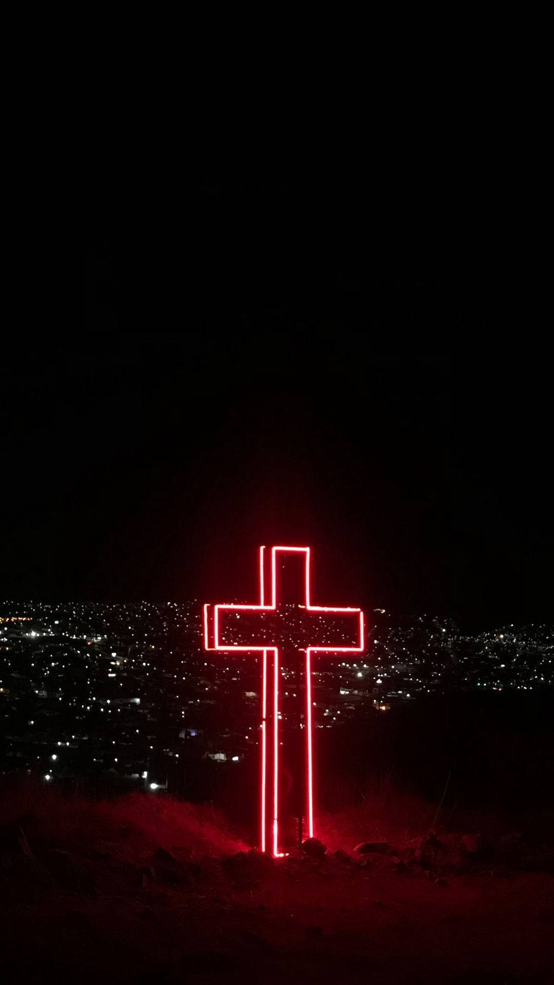 Neon Light Cross Christian Iphone Background