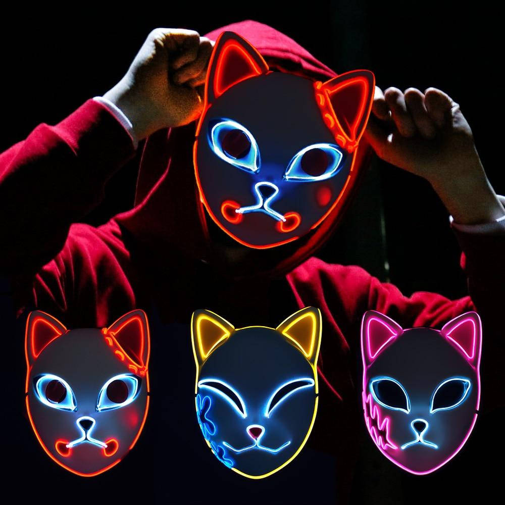 Neon Light Demon Slayer Mask Background