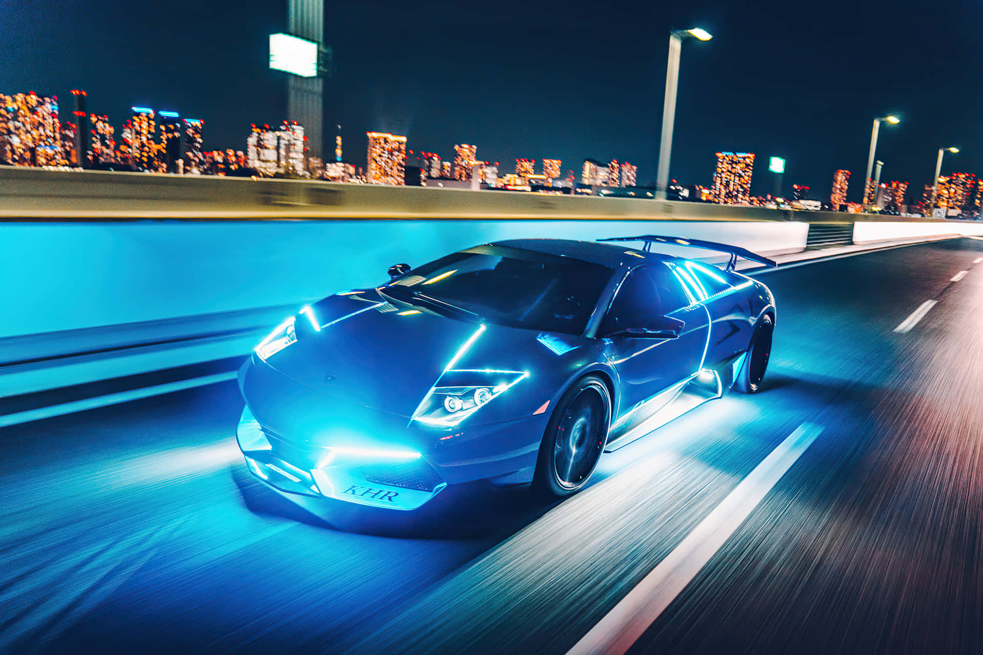 Neon Light Lamborghini Background