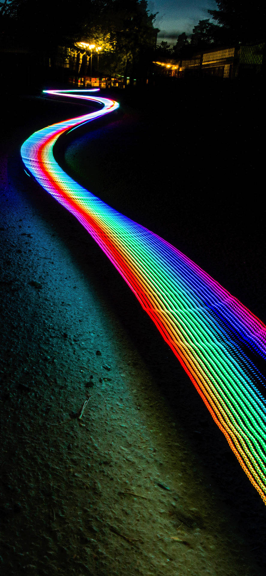 Neon Light Rainbow Path Background