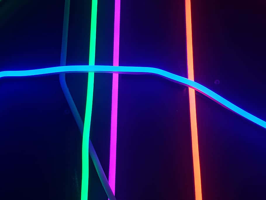 Neon Light Strips In Different Colors Background