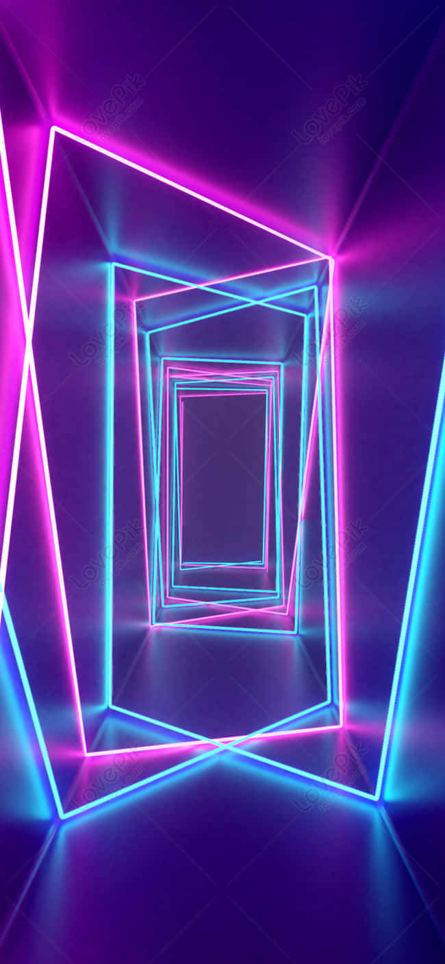 Neon Light Tunnel In The Dark