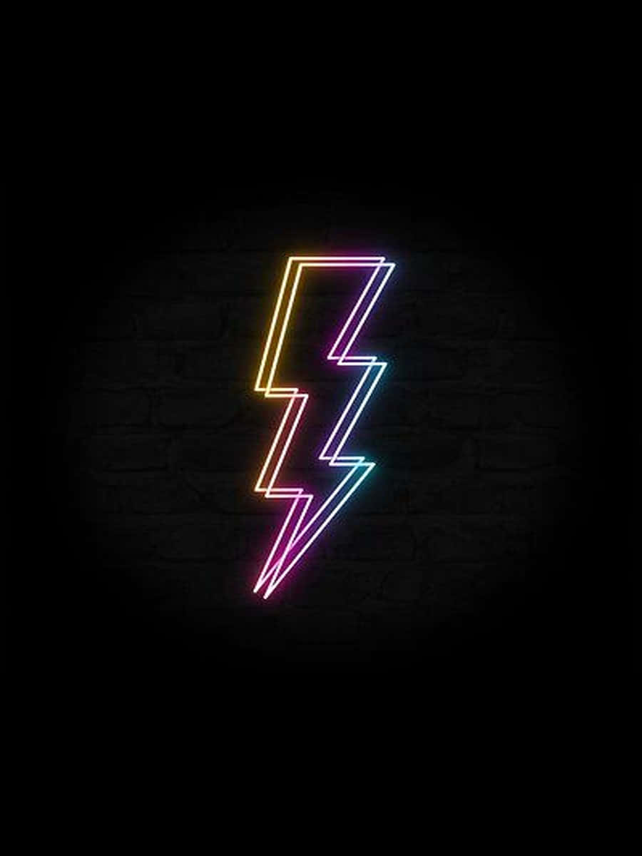 Neon Lightning Bolt On A Black Background Background