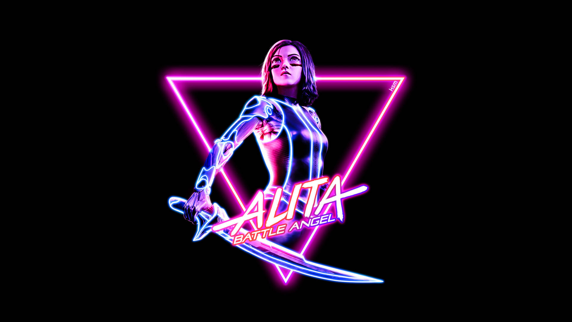 Neon Lights Alita: Battle Angel Background