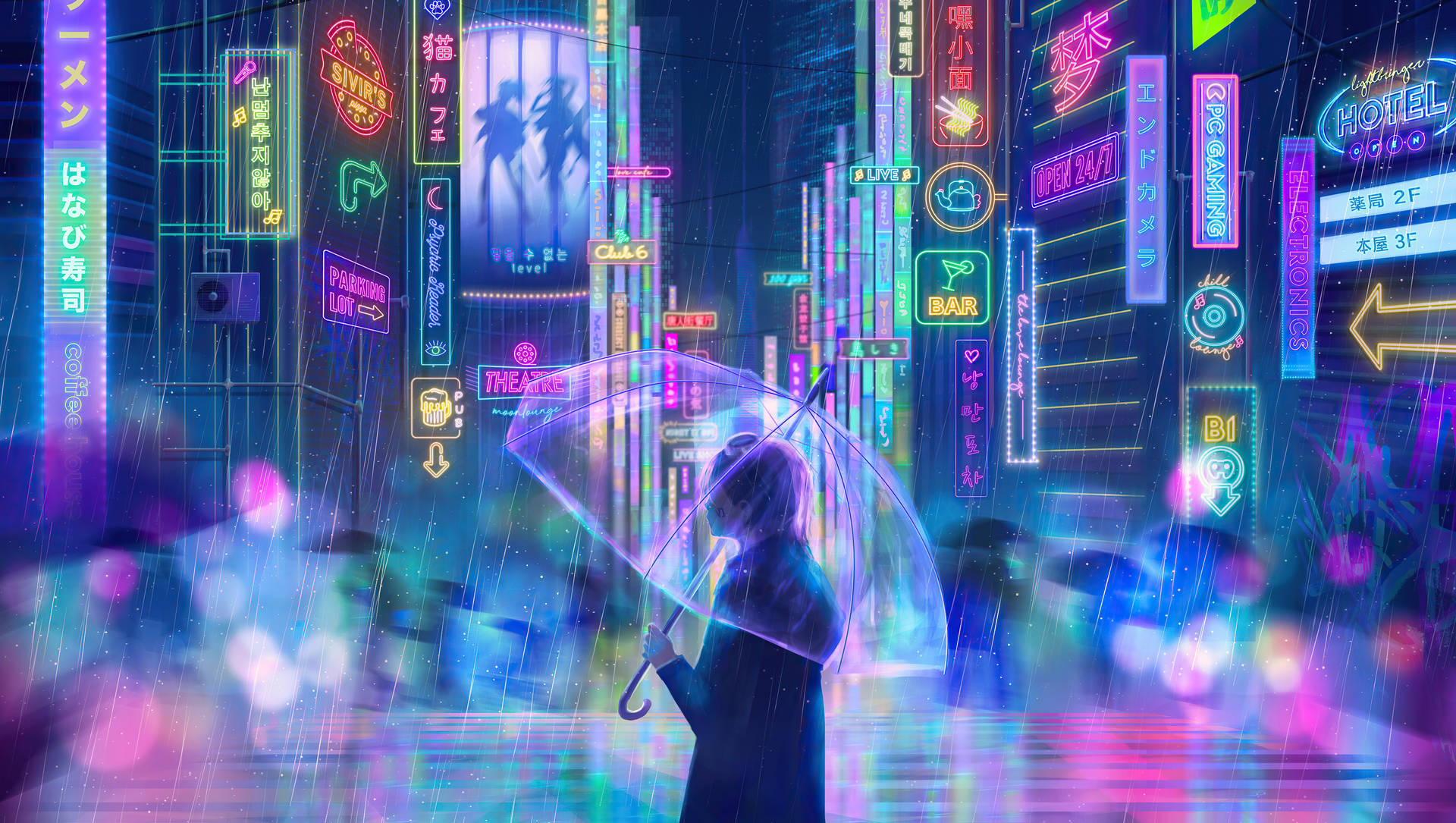Neon Lights Anime Aesthetic Background