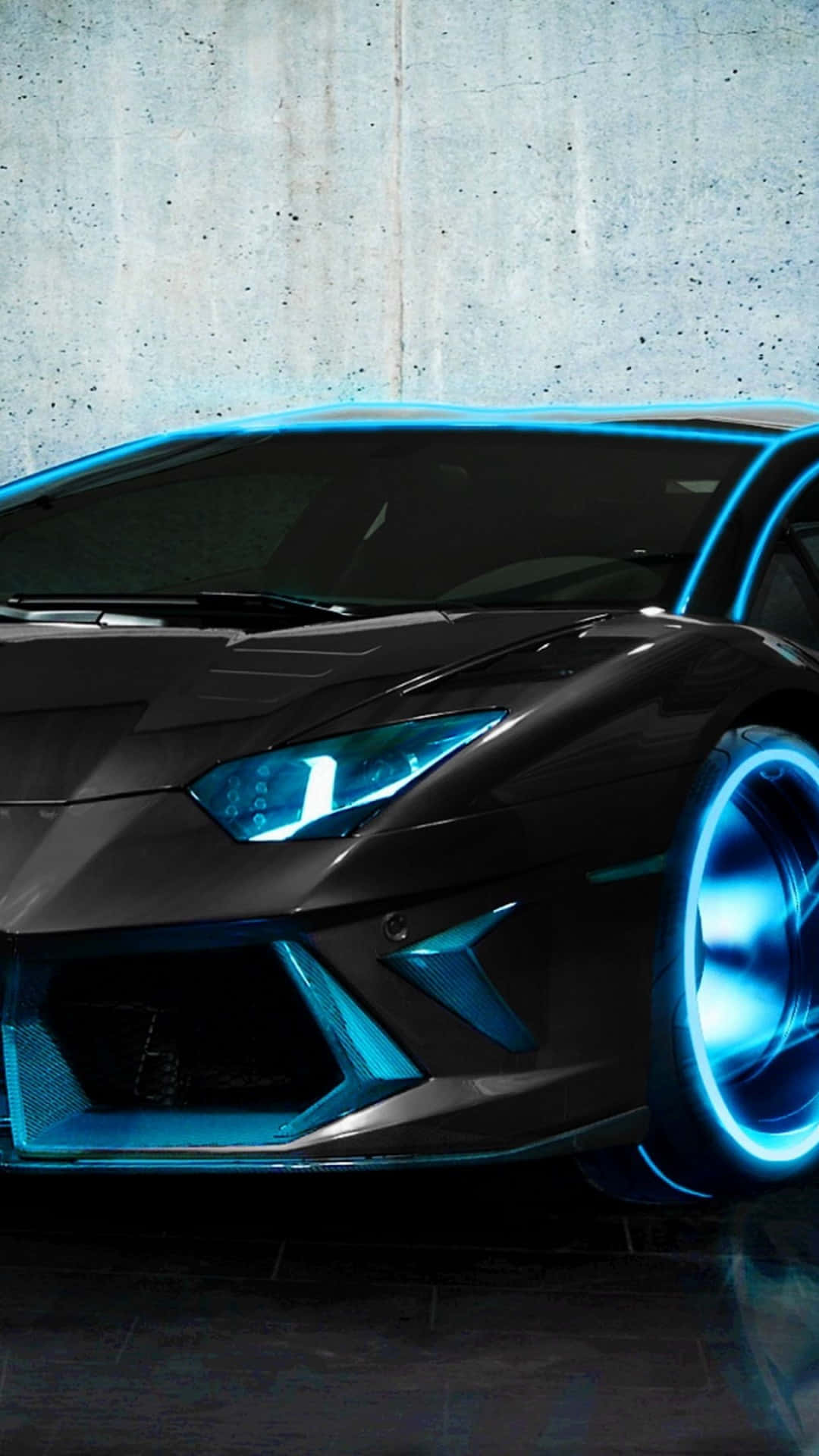 Neon Lights Blue Lamborghini Iphone Background