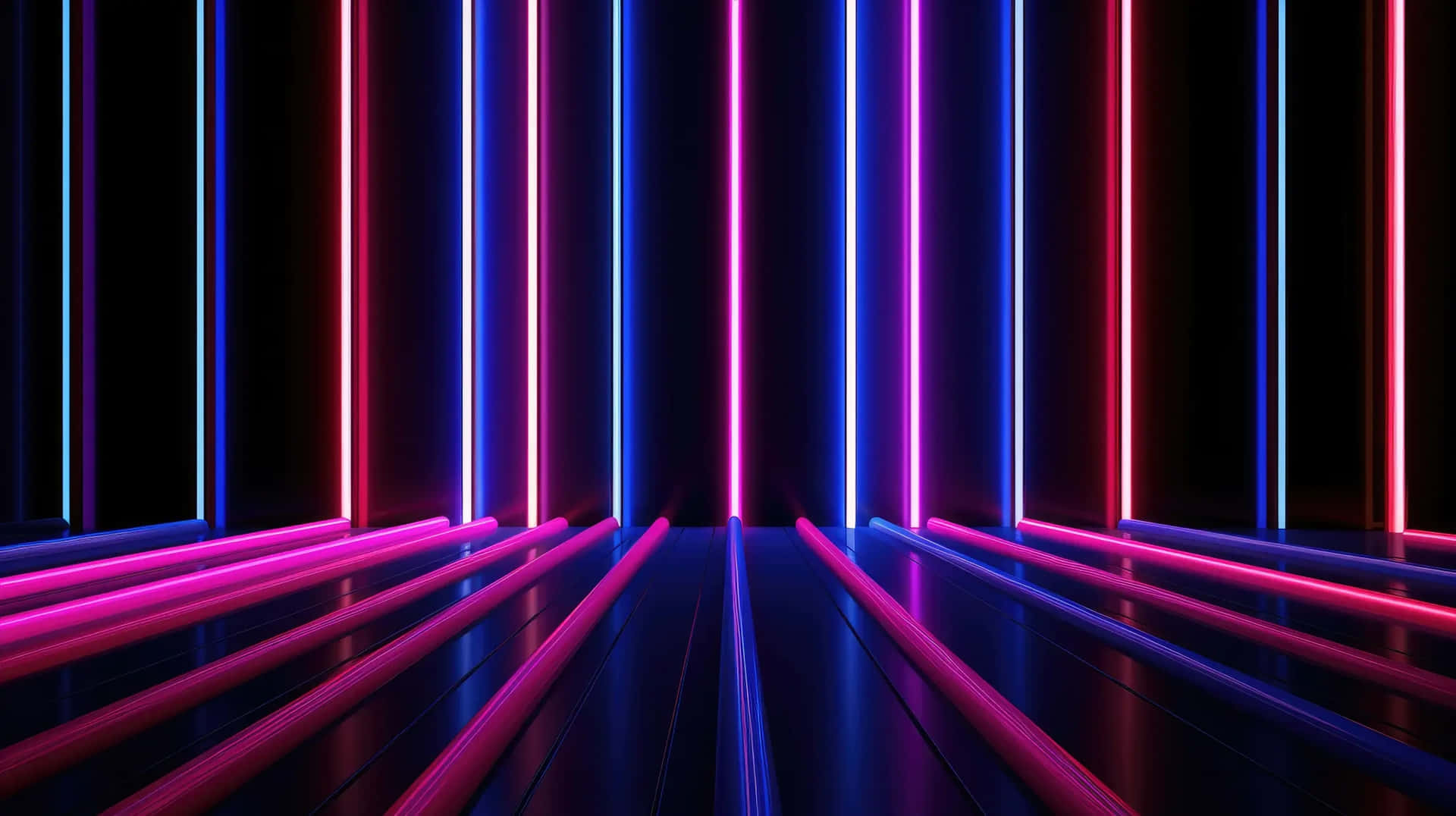 Neon Lights Corridor Background