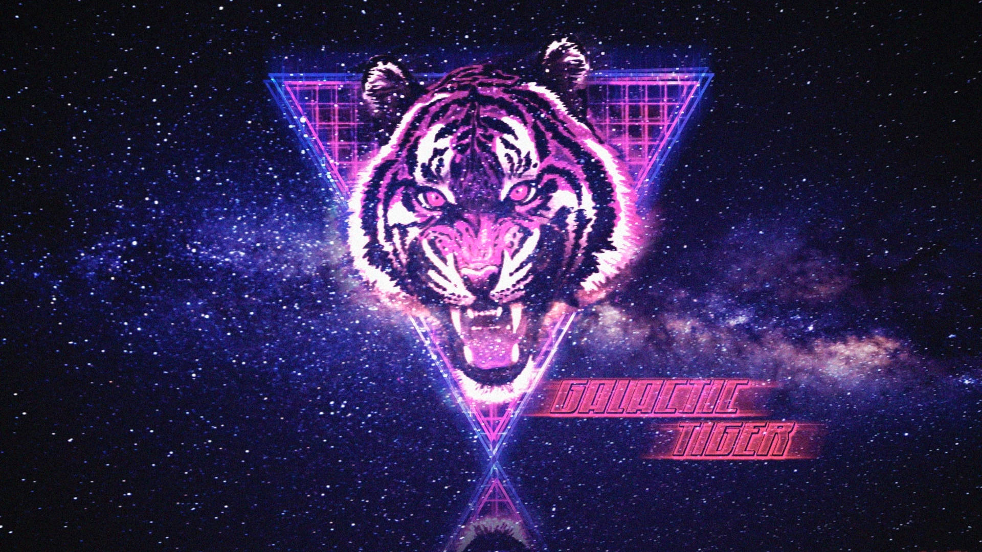 Neon Lights Galactic Tiger Background