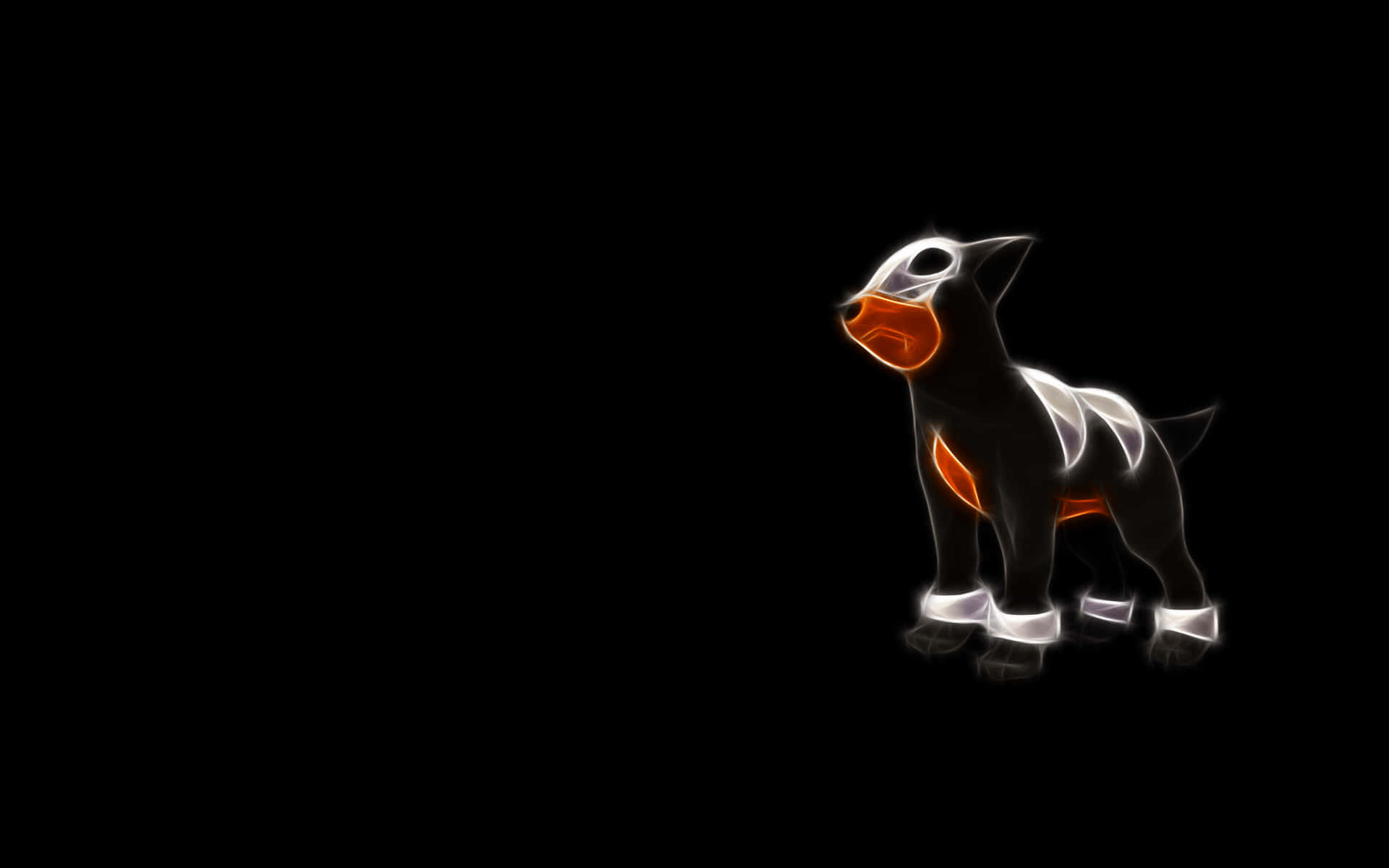 Neon Lights Houndour With Black Backdrop Background