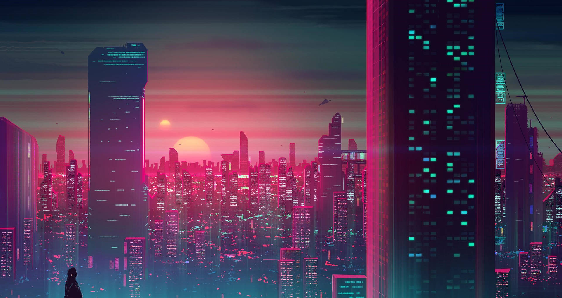 Neon Lights In Futuristic Desktop Background