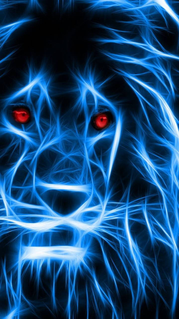 Neon Lights Lion Phone Background