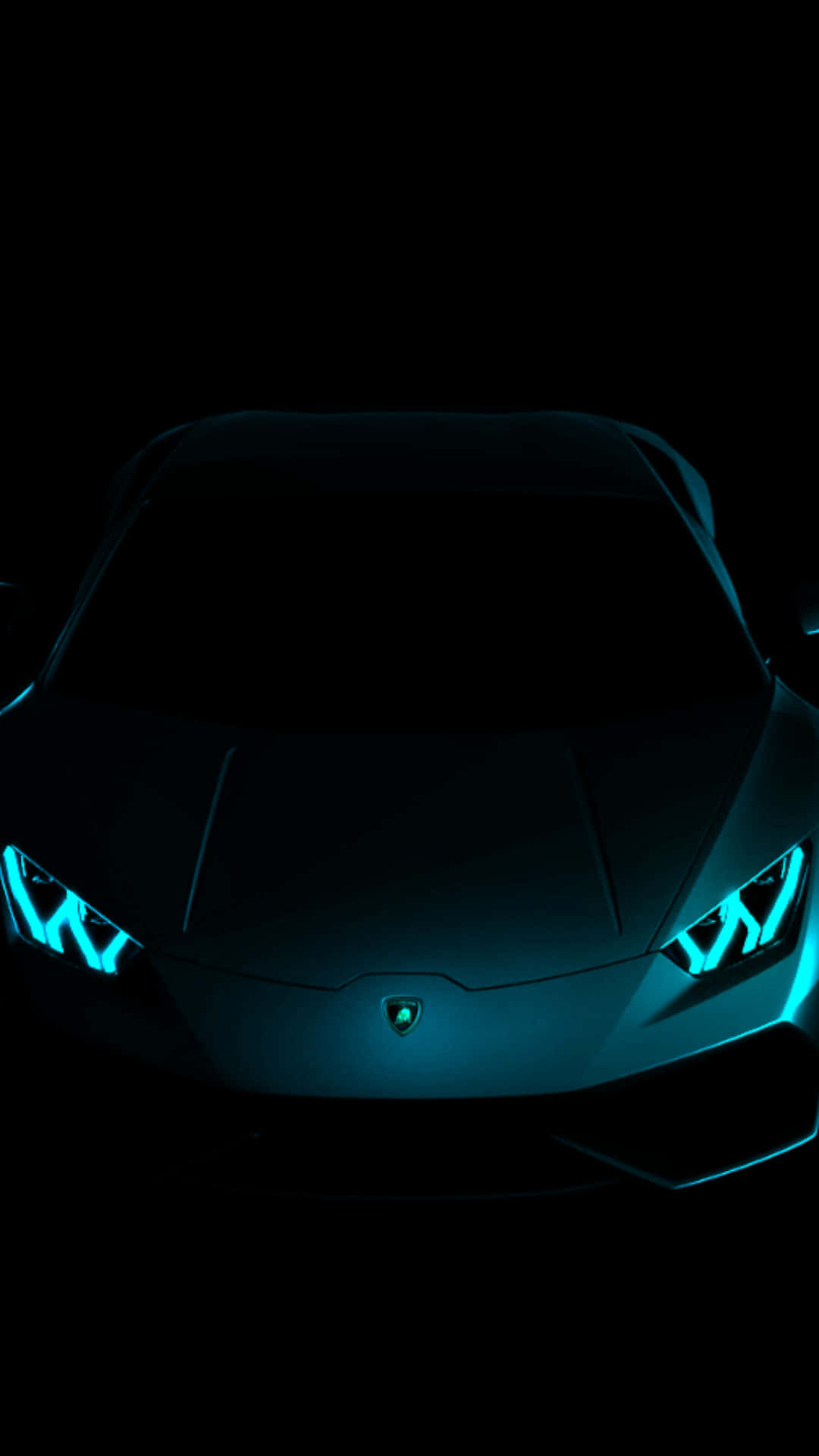Neon Lit Black Lamborghini Front View Background