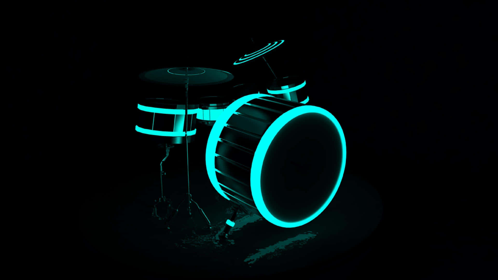 Neon Lit Drum Setin Darkness Background