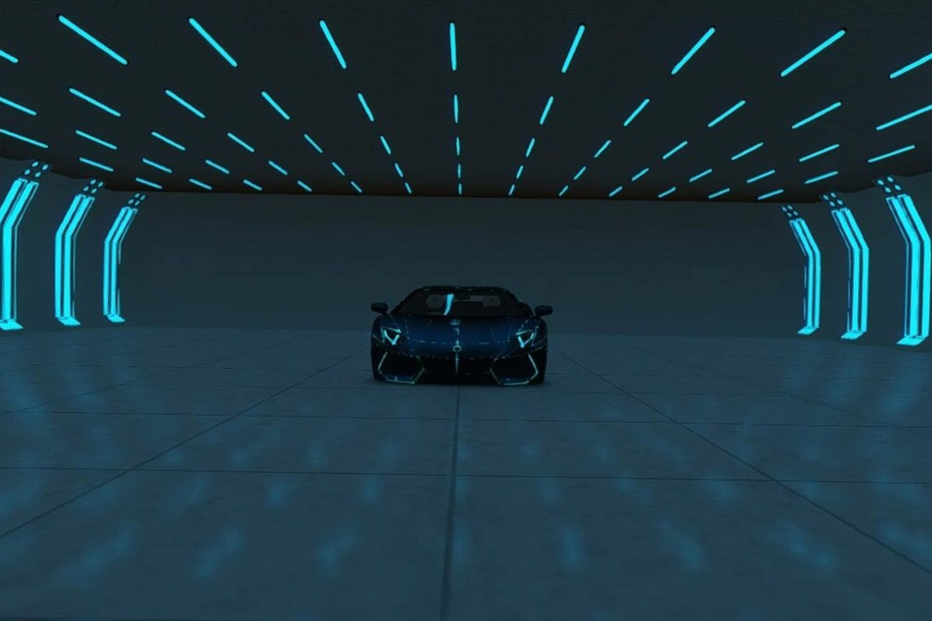 Neon Lit Underground Lamborghini Background
