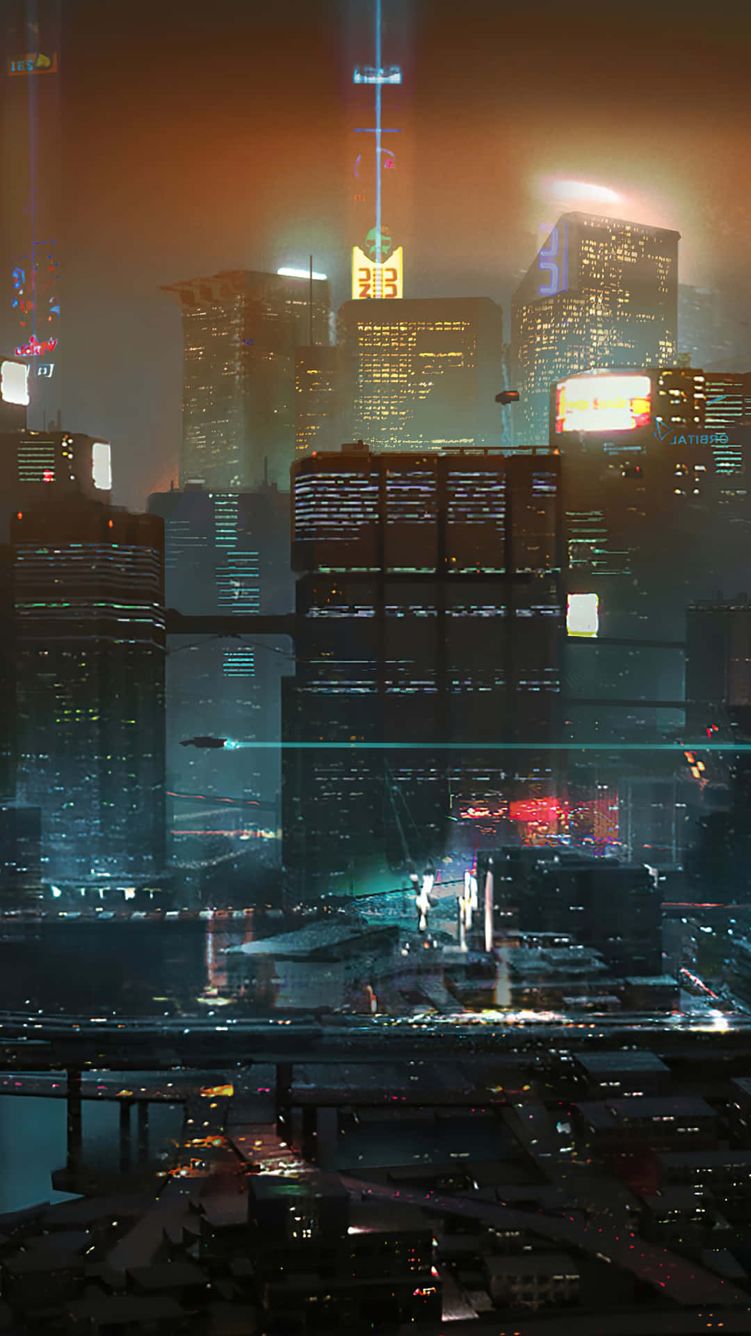 Neon-lit Vibrant City At Night Background