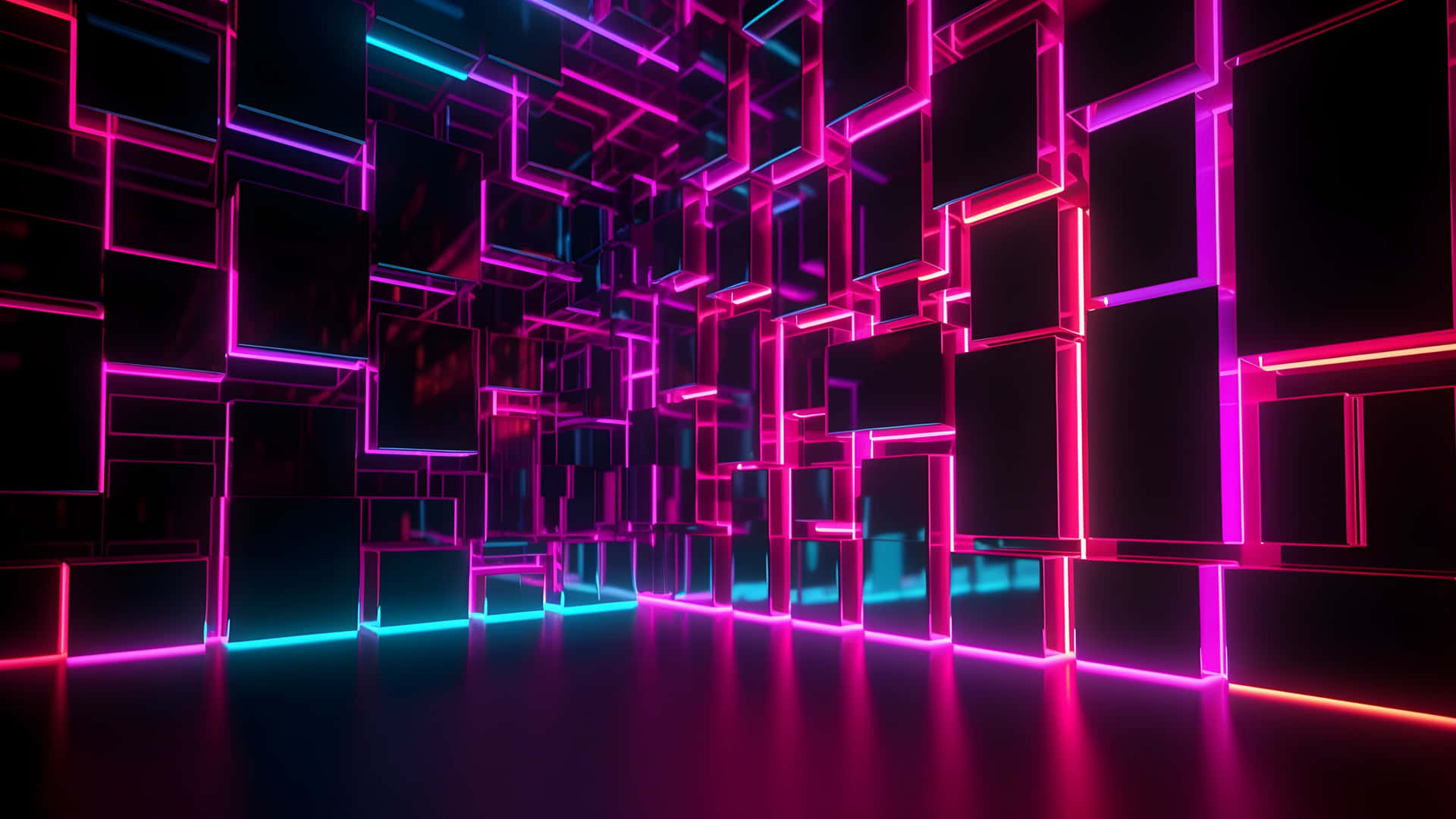 Neon Lit3 D Cube Maze Wallpaper Background