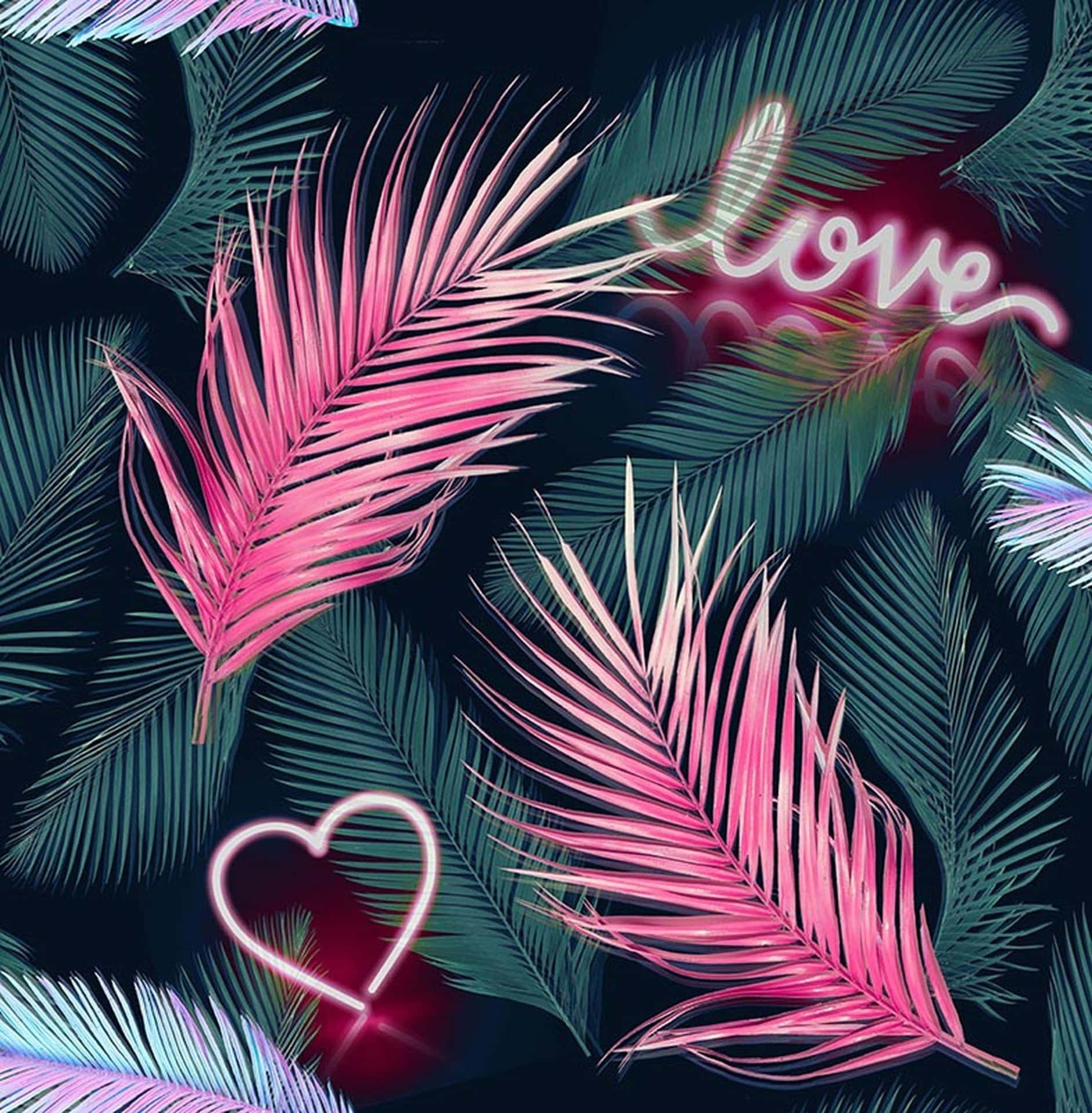 Neon Love Feathers Artwork