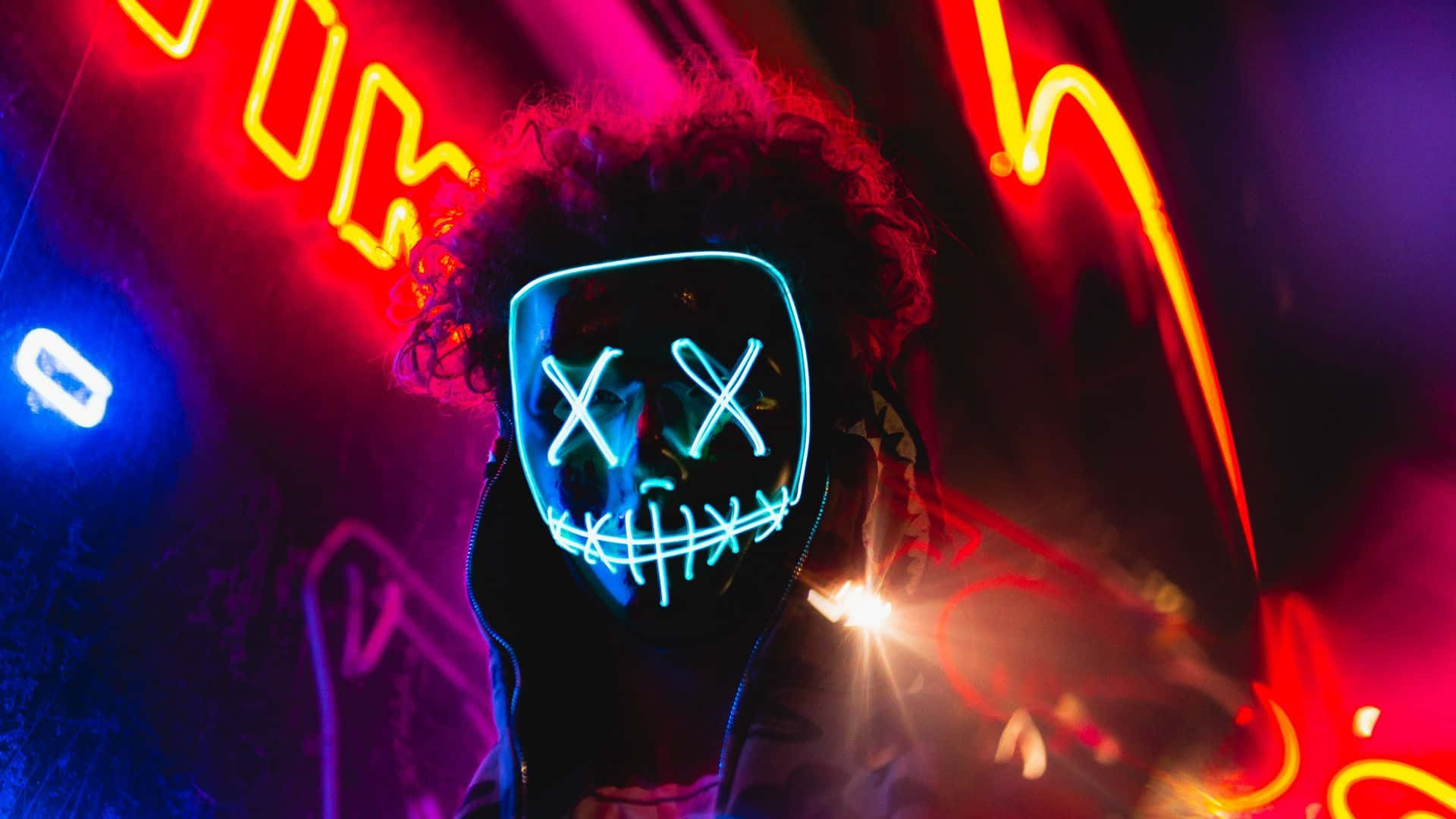 Neon Mask 1920 X 1080 Background