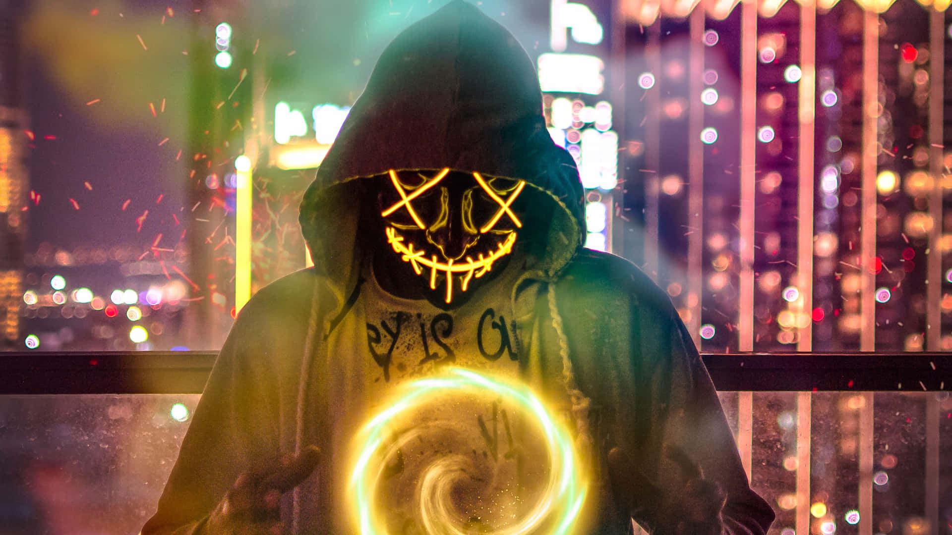 Neon Mask 3332 X 1874 Background