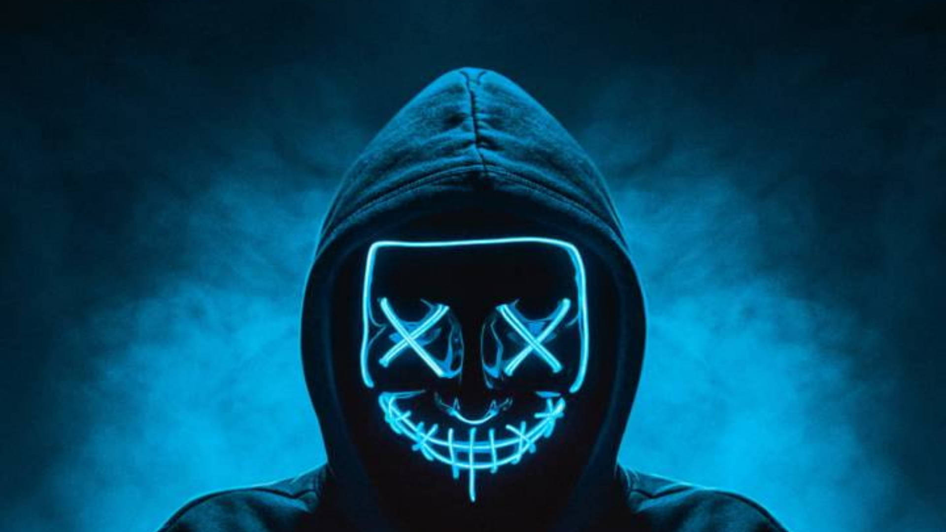 Neon Mask And Hoodie Hacker 4k Background
