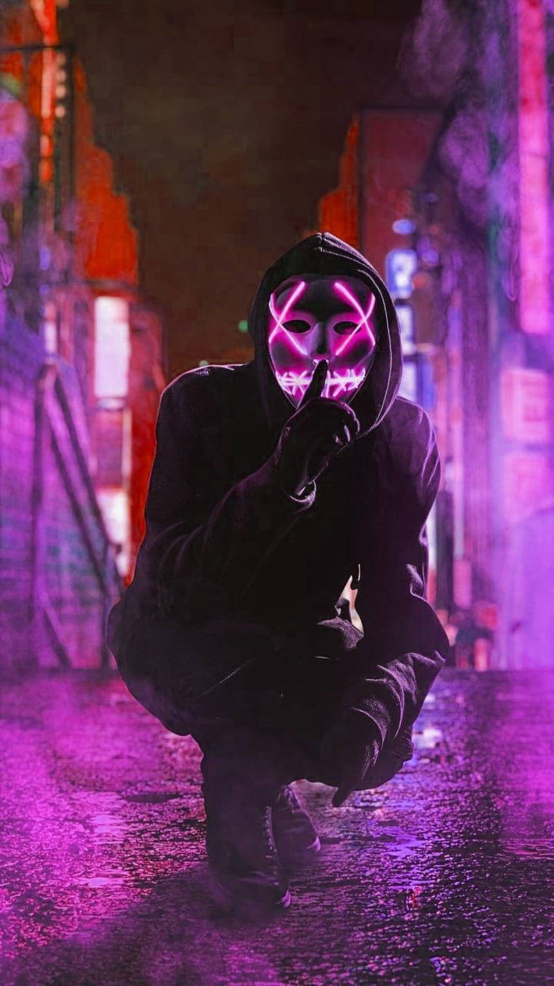 Neon Mask Men Phone Background