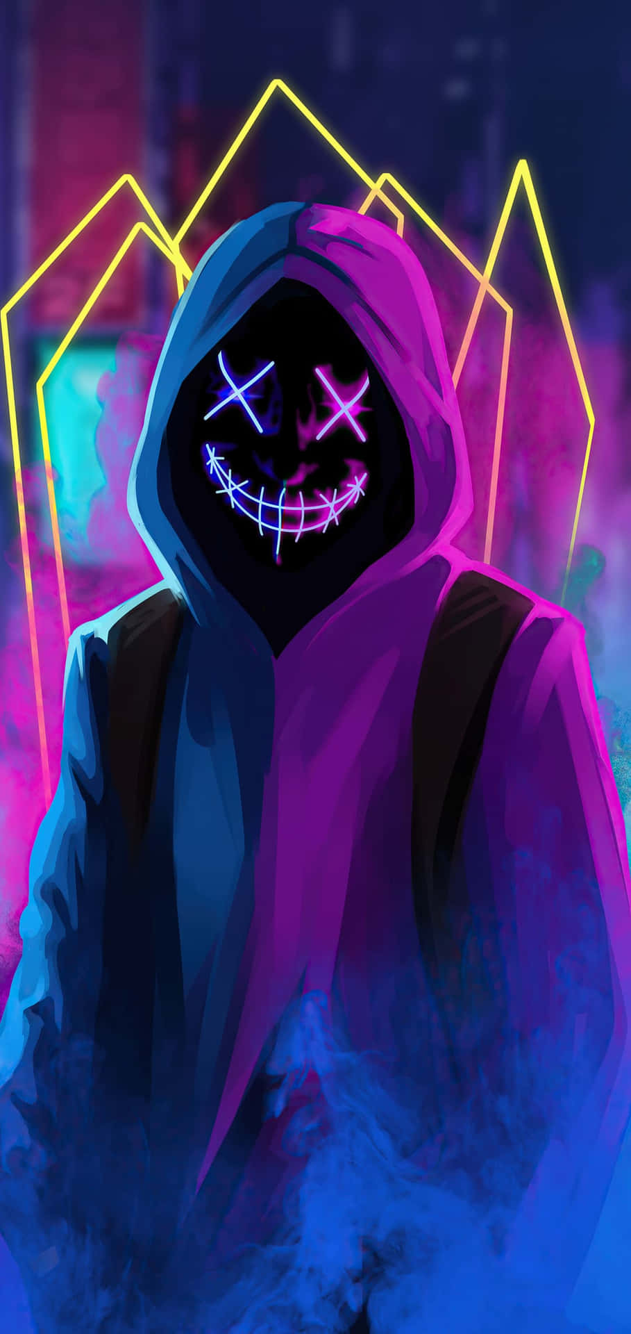 Neon Masked Boy Phone Background
